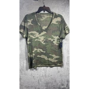 Lucky Brand NEW Womens T-Shirt M Multicolor Camo Short Sleeve Pullover Stretch